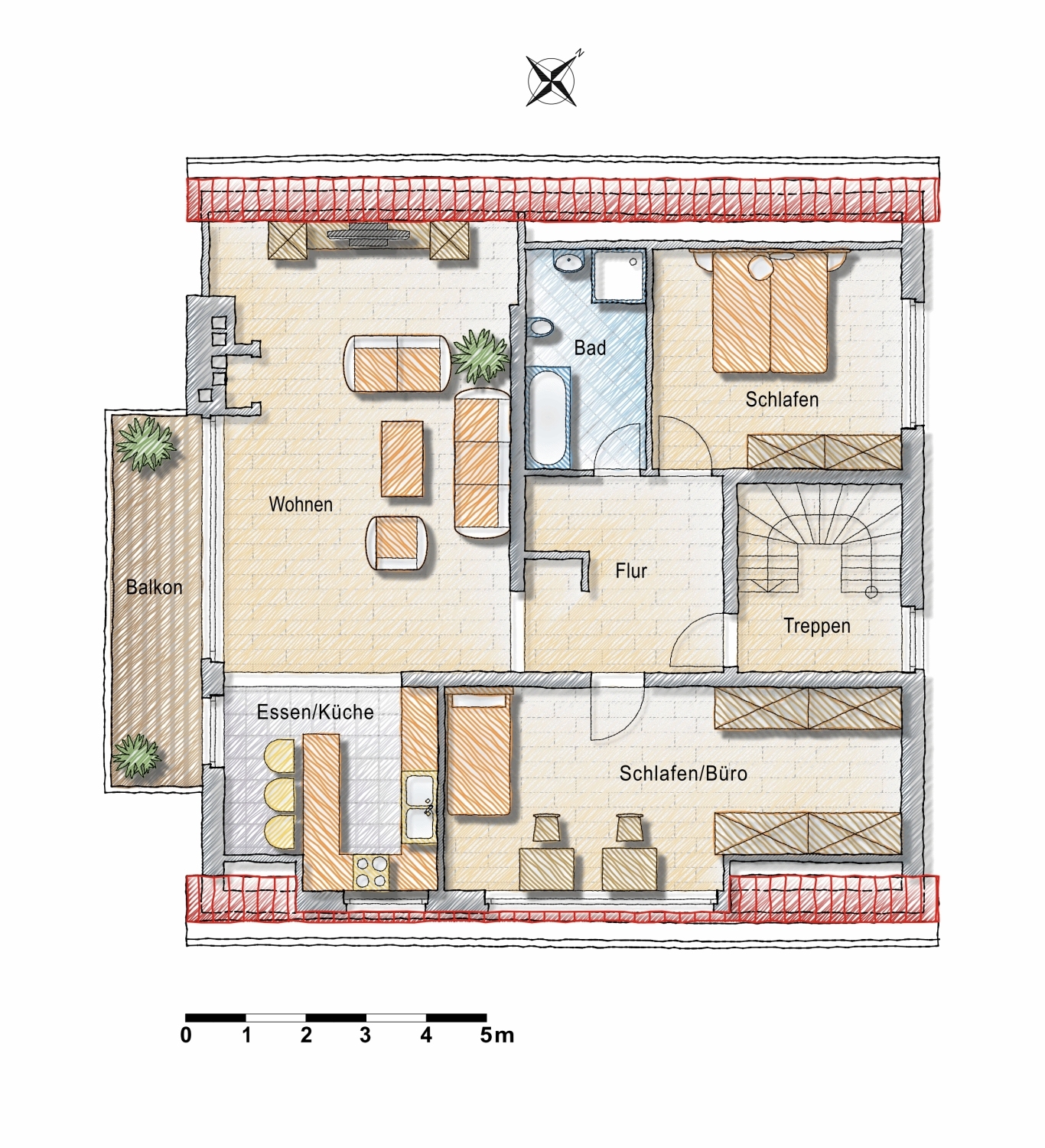 Ansicht 18 von: Vermietet! Helle u. moderne 3-Zim. Whg mit offenem Wohn-Essbereich, Kamin u. Südwestbalkon