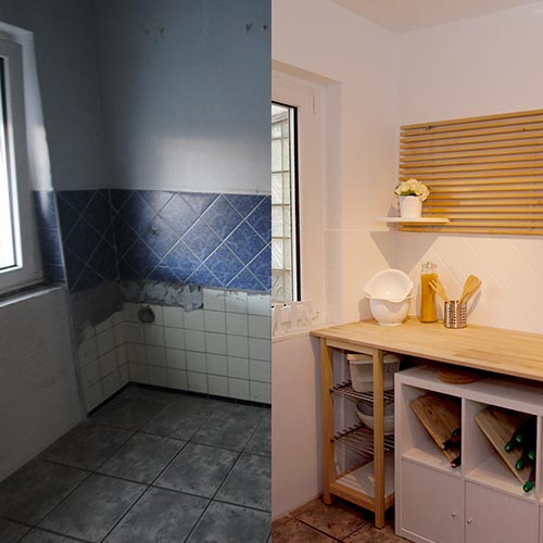Vorher-Nacher Vergleich eines Badezimmers mit und ohne Homestaging